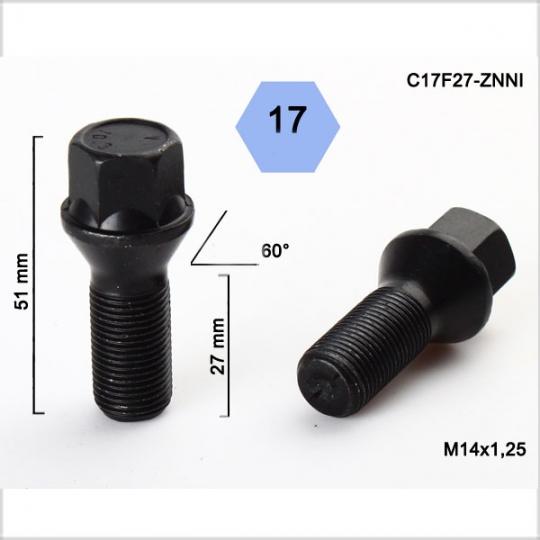 ﻿Varžtas 14X1.25 27 CH17 konusas